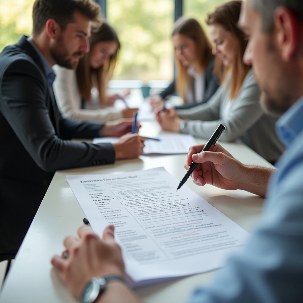 Participante construyendo su plan de acción profesional escrito